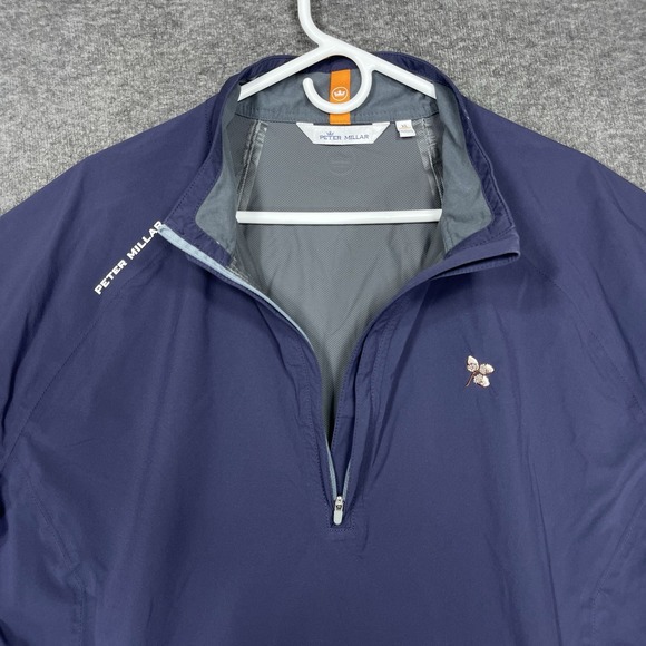 Peter Millar Shield Half-Zip Rain Jacket Mens XL Blue Old Edwards golf club